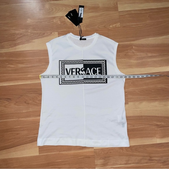 VERSACE Runway NWT Clubbing It Boy Black/White Embroidered Tank Top Sz  Small 46 - Picture 5 of 14